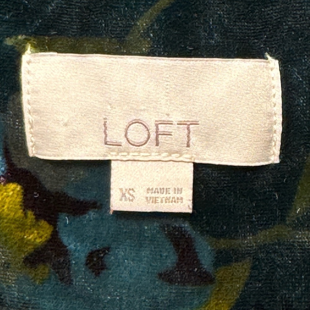 LOFT Green Velvet Floral Bomber Jacket Women’s size XS - Picture 7 of 10
